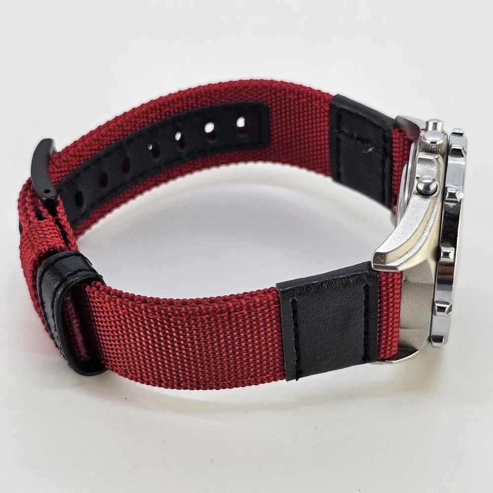 VTG Timex Analog Digital Men's Watch 40MM Brown Dial New Red Bands New Battery